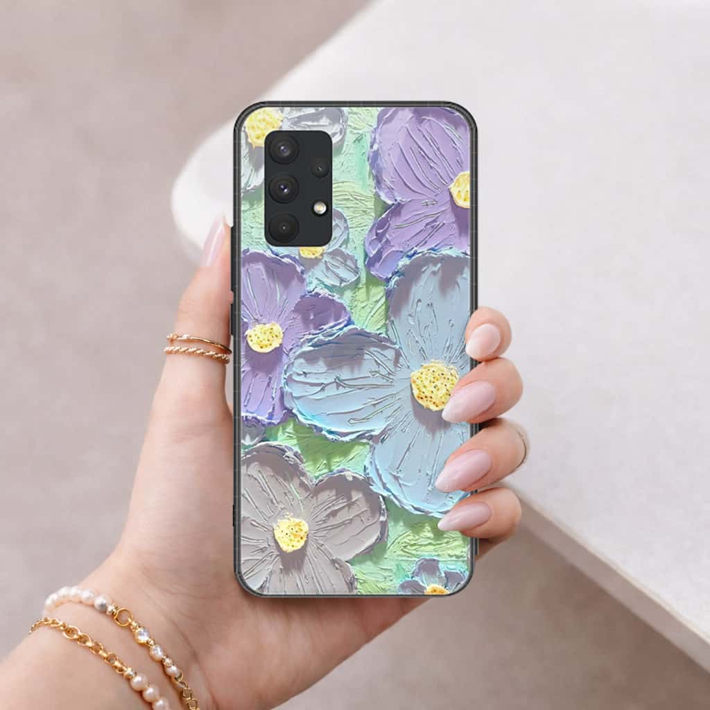Samsung Galaxy A32 Cover - Floral Series 3 - HQ Ultra Shine Premium Infinity Glass Soft Silicon Borders Case