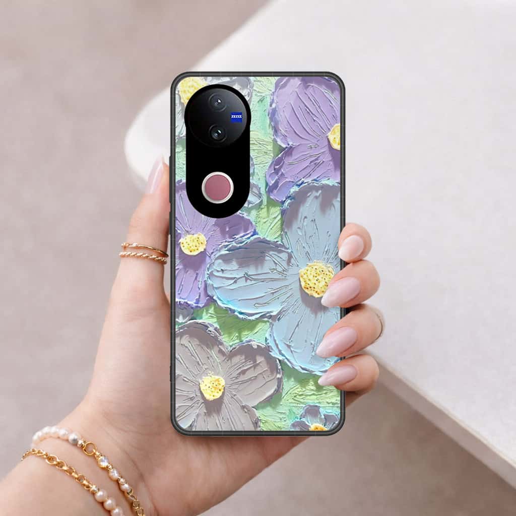 Vivo V50e Cover - Floral Series 3 - HQ Ultra Shine Premium Infinity Glass Soft Silicon Borders Case