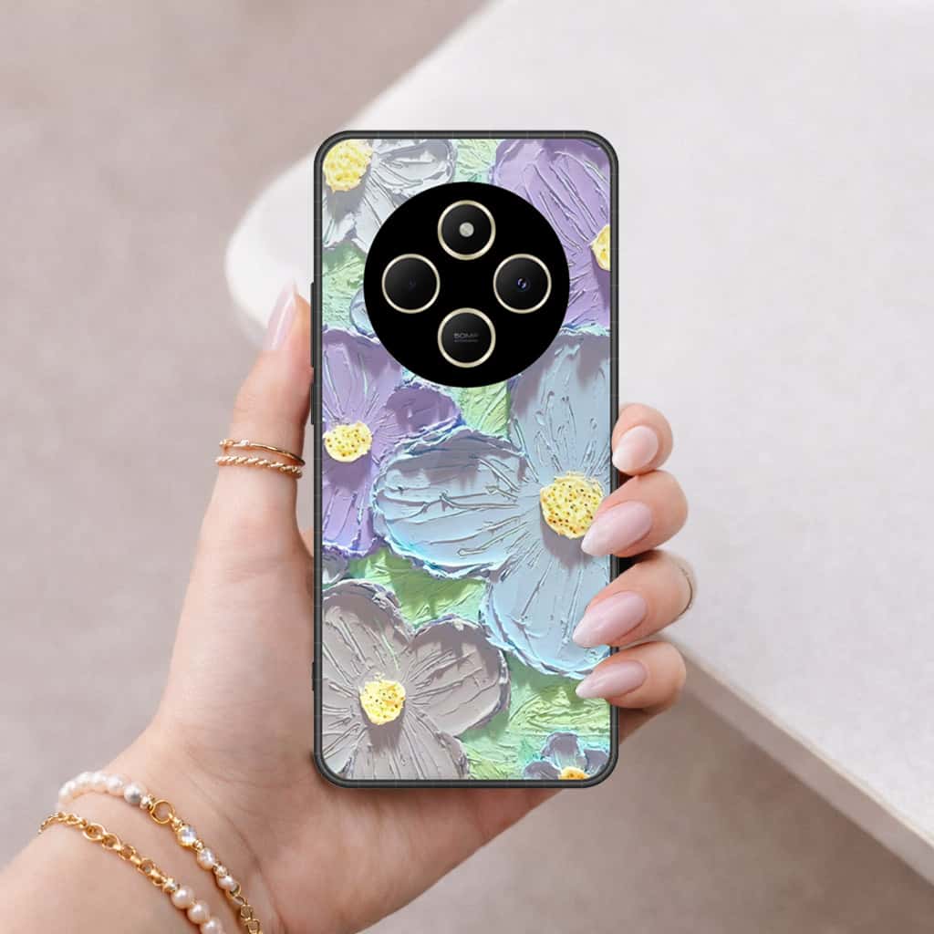 Xiaomi Poco C75 Cover - Floral Series 3 - HQ Ultra Shine Premium Infinity Glass Soft Silicon Borders Case