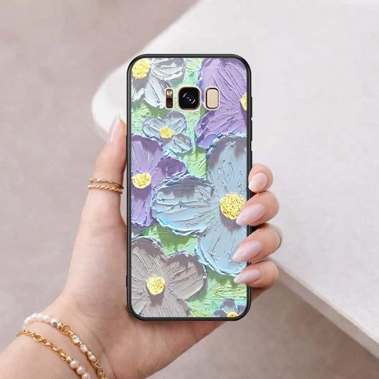 Samsung Galaxy S8 Cover - Floral Series 3 - HQ Ultra Shine Premium Infinity Glass Soft Silicon Borders Case