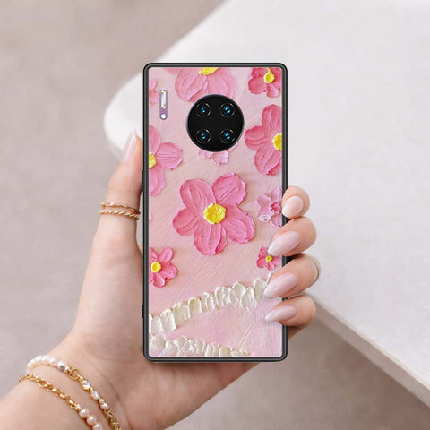 Huawei Mate 30 Pro Cover - Floral Series 3 - HQ Ultra Shine Premium Infinity Glass Soft Silicon Borders Case