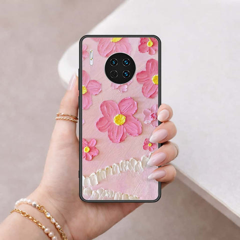 Huawei Mate 30 Cover - Floral Series 3 - HQ Ultra Shine Premium Infinity Glass Soft Silicon Borders Case