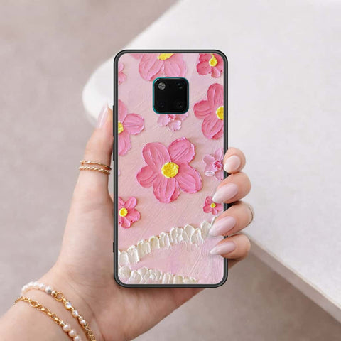 Huawei Mate 20 Pro Cover - Floral Series 3 - HQ Ultra Shine Premium Infinity Glass Soft Silicon Borders Case