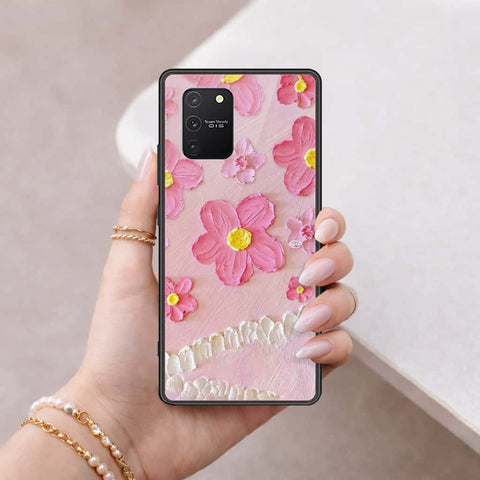 Samsung Galaxy A91 Cover - Floral Series 3 - HQ Ultra Shine Premium Infinity Glass Soft Silicon Borders Case