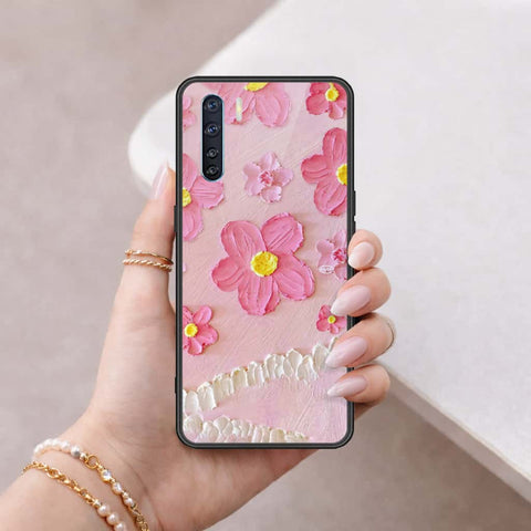 Oppo A91 Cover - Floral Series 3 - HQ Ultra Shine Premium Infinity Glass Soft Silicon Borders Case