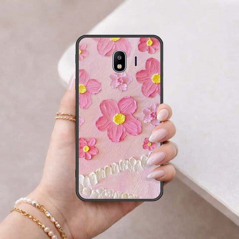 Samsung Galaxy J4 2018 Cover - Floral Series 3 - HQ Ultra Shine Premium Infinity Glass Soft Silicon Borders Case