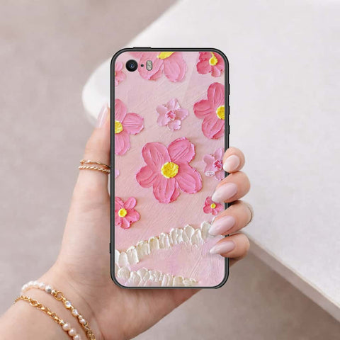 iPhone 5s Cover - Floral Series 3 - HQ Ultra Shine Premium Infinity Glass Soft Silicon Borders Case