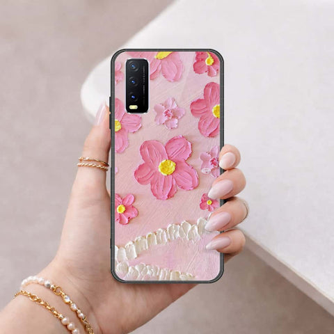 Vivo Y20 Cover - Floral Series 3 - HQ Ultra Shine Premium Infinity Glass Soft Silicon Borders Case