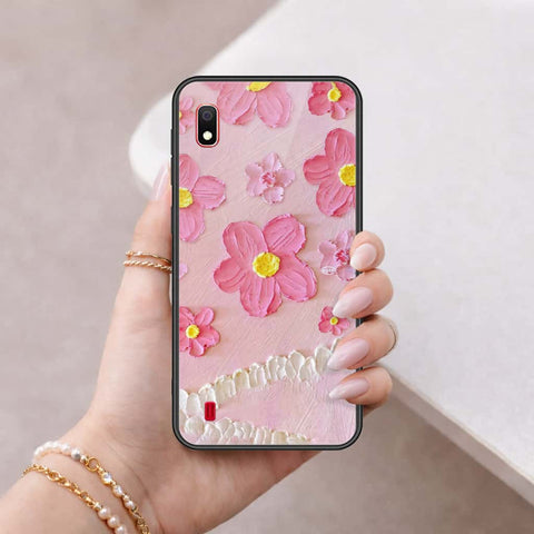 Samsung Galaxy A10 Cover - Floral Series 3 - HQ Ultra Shine Premium Infinity Glass Soft Silicon Borders Case