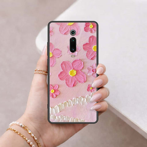 Xiaomi Mi 9T Cover - Floral Series 3 - HQ Ultra Shine Premium Infinity Glass Soft Silicon Borders Case