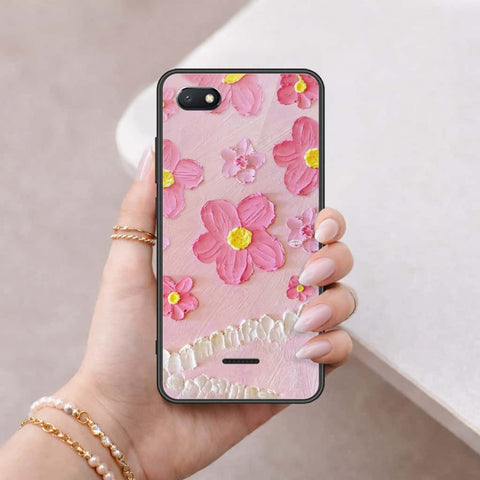 Xiaomi Redmi 6A Cover - Floral Series 3 - HQ Ultra Shine Premium Infinity Glass Soft Silicon Borders Case