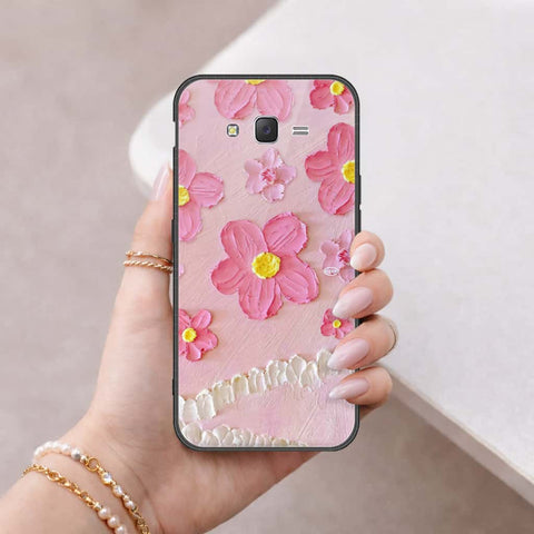Samsung Galaxy J7 2015 Cover - Floral Series 3 - HQ Ultra Shine Premium Infinity Glass Soft Silicon Borders Case