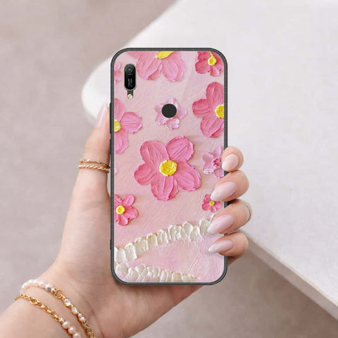 Huawei Y6 2019 / Y6 Prime 2019 Cover - Floral Series 3 - HQ Ultra Shine Premium Infinity Glass Soft Silicon Borders Case