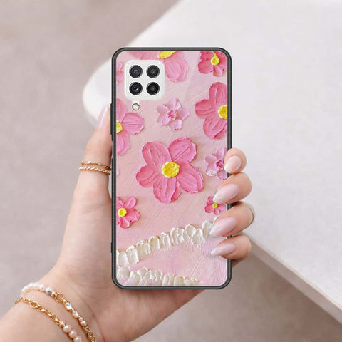 Samsung Galaxy A22 Cover - Floral Series 3 - HQ Ultra Shine Premium Infinity Glass Soft Silicon Borders Case