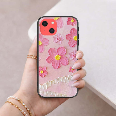 iPhone 13 Mini Cover - Floral Series 3 - HQ Ultra Shine Premium Infinity Glass Soft Silicon Borders Case