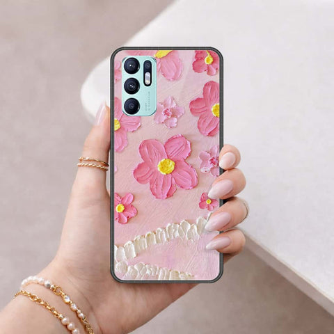Oppo Reno 6 Cover - Floral Series 3 - HQ Ultra Shine Premium Infinity Glass Soft Silicon Borders Case