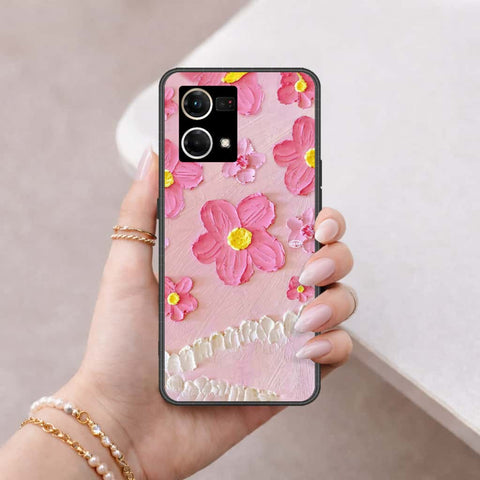 Oppo Reno 8 4G Cover - Floral Series 3 - HQ Ultra Shine Premium Infinity Glass Soft Silicon Borders Case
