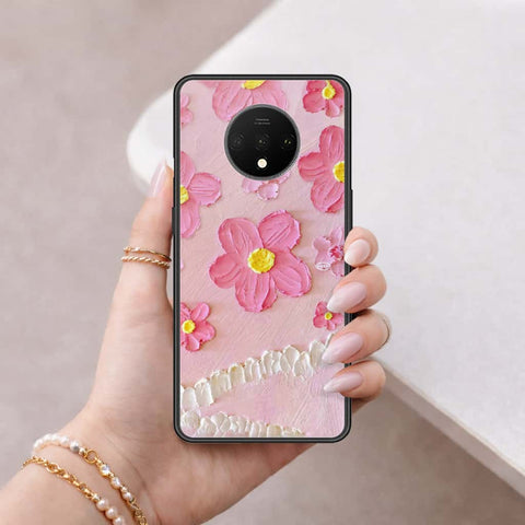 OnePlus 7T Cover - Floral Series 3 - HQ Ultra Shine Premium Infinity Glass Soft Silicon Borders Case