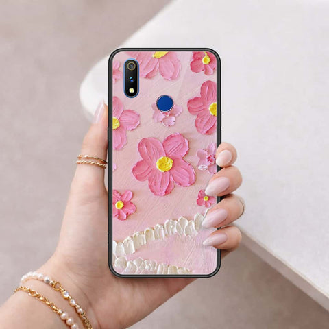 Realme 3 Cover - Floral Series 3 - HQ Ultra Shine Premium Infinity Glass Soft Silicon Borders Case