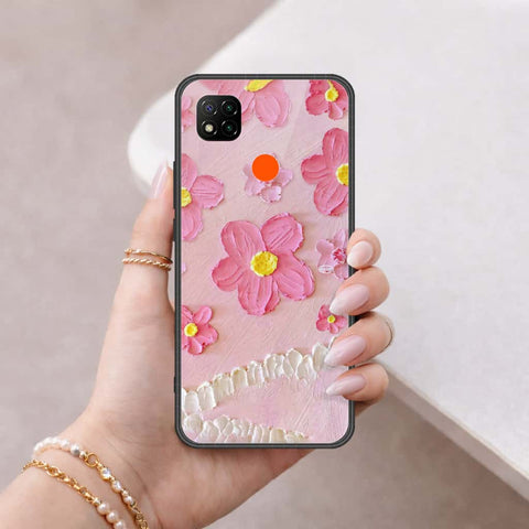 Xiaomi Redmi 9C Cover - Floral Series 3 - HQ Ultra Shine Premium Infinity Glass Soft Silicon Borders Case