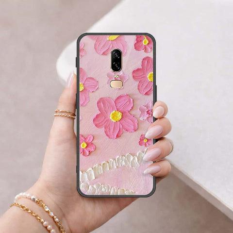 OnePlus 6 Cover - Floral Series 3 - HQ Ultra Shine Premium Infinity Glass Soft Silicon Borders Case