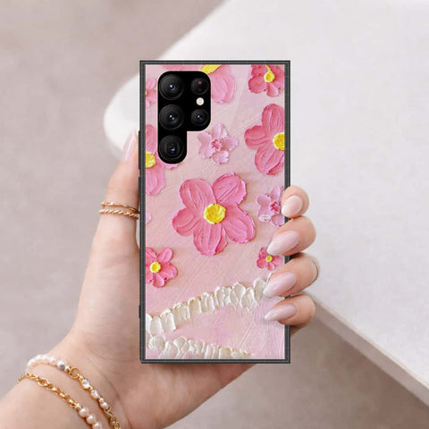 Samsung Galaxy S23 Ultra 5G Cover - Floral Series 3 - HQ Ultra Shine Premium Infinity Glass Soft Silicon Borders Case