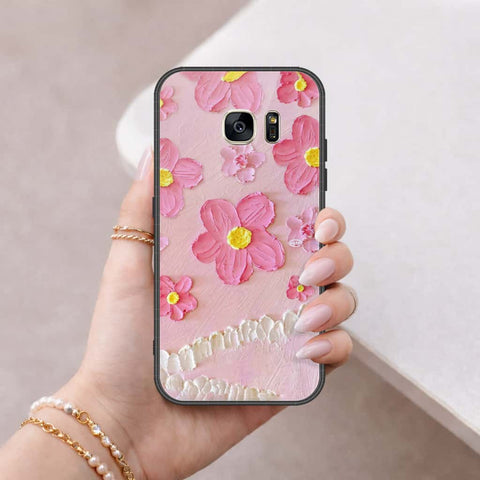 Samsung Galaxy S7 Cover - Floral Series 3 - HQ Ultra Shine Premium Infinity Glass Soft Silicon Borders Case