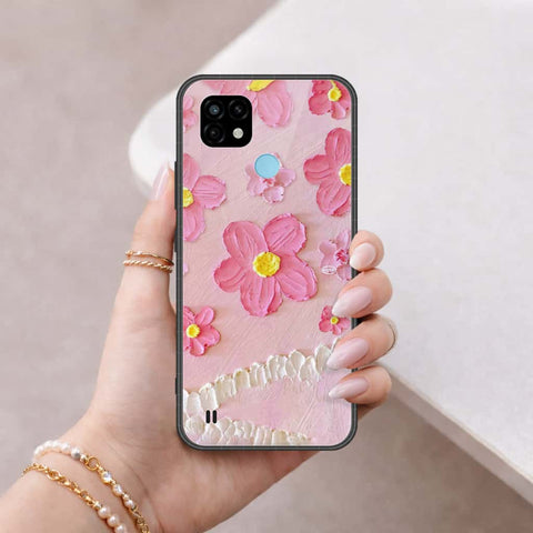 Realme C21 Cover - Floral Series 3 - HQ Ultra Shine Premium Infinity Glass Soft Silicon Borders Case