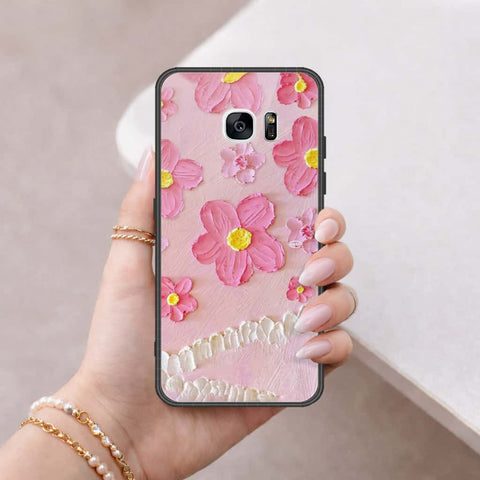 Samsung Galaxy S7 Edge Cover - Floral Series 3 - HQ Ultra Shine Premium Infinity Glass Soft Silicon Borders Case