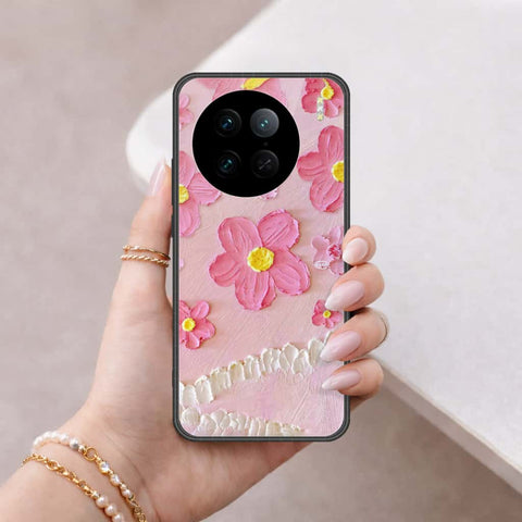 Vivo X90 Pro Cover - Floral Series 3 - HQ Ultra Shine Premium Infinity Glass Soft Silicon Borders Case