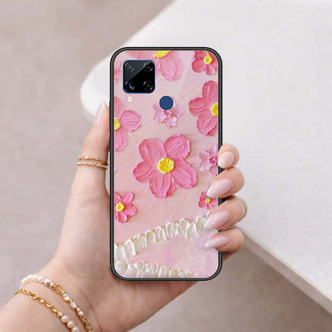 Realme C15 Cover - Floral Series 3 - HQ Ultra Shine Premium Infinity Glass Soft Silicon Borders Case