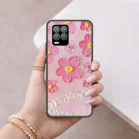 Realme 8 Cover - Floral Series 3 - HQ Ultra Shine Premium Infinity Glass Soft Silicon Borders Case