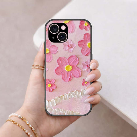 iPhone 15 Cover - Floral Series 3 - HQ Ultra Shine Premium Infinity Glass Soft Silicon Borders Case