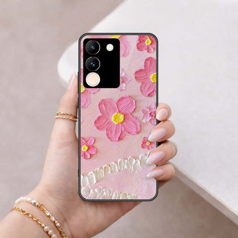 Vivo V29e Cover - Floral Series 3 - HQ Ultra Shine Premium Infinity Glass Soft Silicon Borders Case