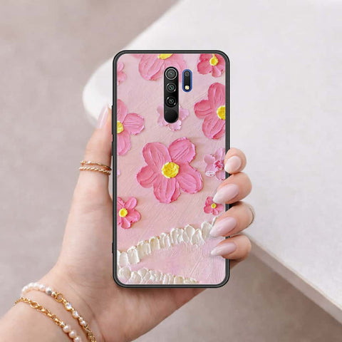Xiaomi Redmi 9 Cover - Floral Series 3 - HQ Ultra Shine Premium Infinity Glass Soft Silicon Borders Case