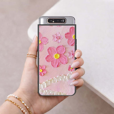 Samsung Galaxy A90 Cover - Floral Series 3 - HQ Ultra Shine Premium Infinity Glass Soft Silicon Borders Case