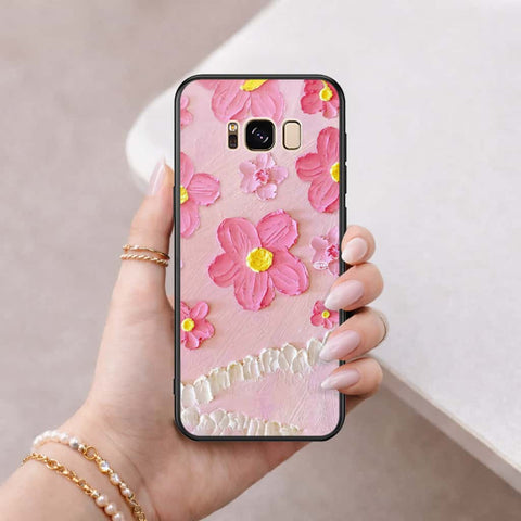 Samsung Galaxy S8 Cover - Floral Series 3 - HQ Ultra Shine Premium Infinity Glass Soft Silicon Borders Case