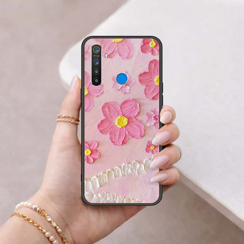 Realme 5 Cover - Floral Series 3 - HQ Ultra Shine Premium Infinity Glass Soft Silicon Borders Case