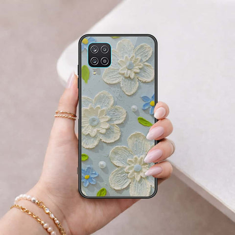 Samsung Galaxy A12 Cover - Floral Series 3 - HQ Ultra Shine Premium Infinity Glass Soft Silicon Borders Case