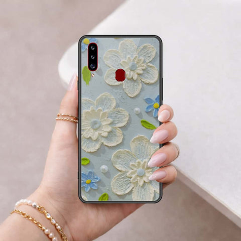 Samsung Galaxy A20s Cover - Floral Series 3 - HQ Ultra Shine Premium Infinity Glass Soft Silicon Borders Case