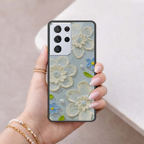 Samsung Galaxy S21 Ultra 5G Cover - Floral Series 3 - HQ Ultra Shine Premium Infinity Glass Soft Silicon Borders Case