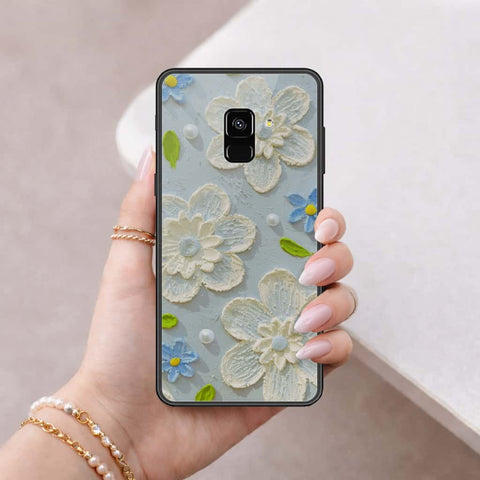 Samsung Galaxy A8 2018 Cover - Floral Series 3 - HQ Ultra Shine Premium Infinity Glass Soft Silicon Borders Case