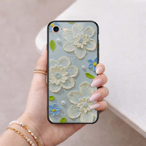 iPhone 8 / 7 - Floral Series 3 - HQ Ultra Shine Premium Infinity Glass Soft Silicon Borders Case