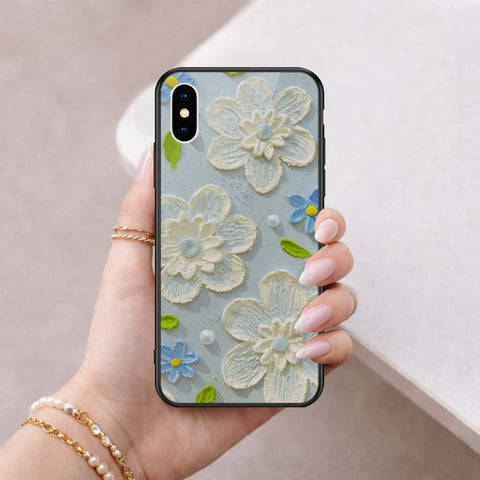 iPhone XS / X - Floral Series 3 - HQ Ultra Shine Premium Infinity Glass Soft Silicon Borders Case