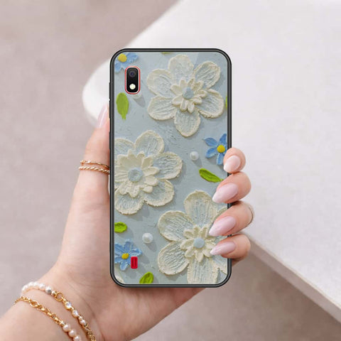 Samsung Galaxy A10 Cover - Floral Series 3 - HQ Ultra Shine Premium Infinity Glass Soft Silicon Borders Case