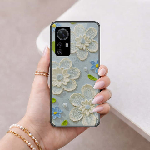 Xiaomi 12 Cover - Floral Series 3 - HQ Ultra Shine Premium Infinity Glass Soft Silicon Borders Case