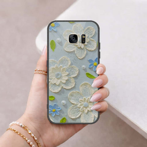 Samsung Galaxy S7 Cover - Floral Series 3 - HQ Ultra Shine Premium Infinity Glass Soft Silicon Borders Case