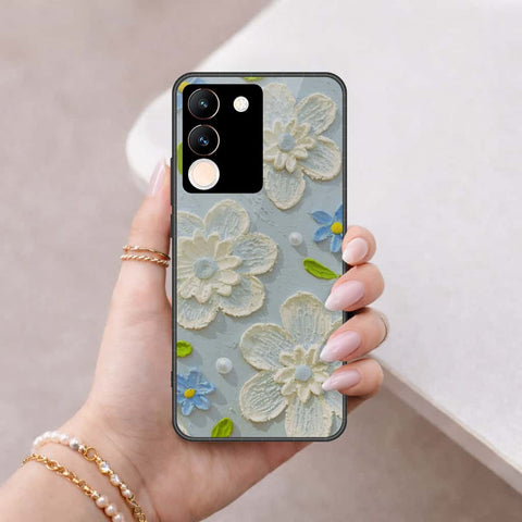 Vivo V29e Cover - Floral Series 3 - HQ Ultra Shine Premium Infinity Glass Soft Silicon Borders Case