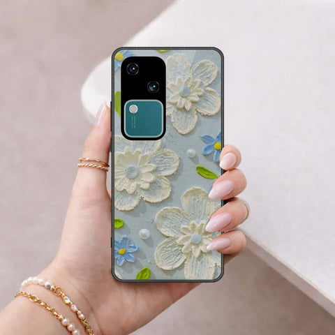 Vivo V30 Cover - Floral Series 3 - HQ Ultra Shine Premium Infinity Glass Soft Silicon Borders Case
