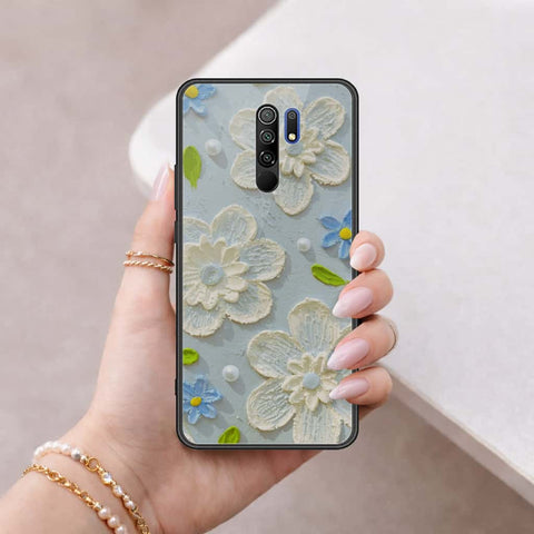 Xiaomi Redmi 9 Cover - Floral Series 3 - HQ Ultra Shine Premium Infinity Glass Soft Silicon Borders Case